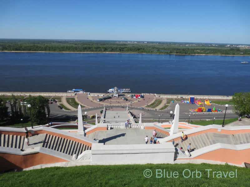 Chkalov Steps Rising from Volga River