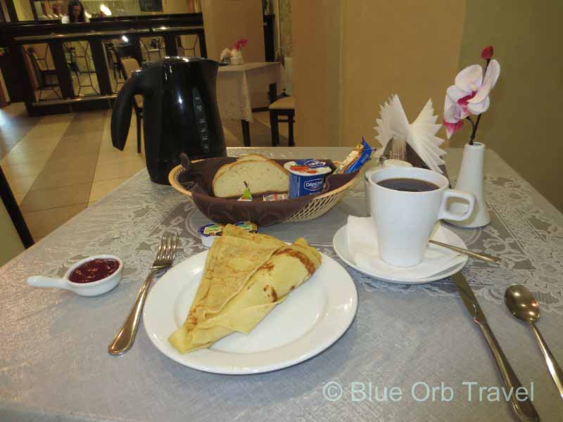 Breakfast at the Troitskaya Hotel Nizhny Novgorod, Russia